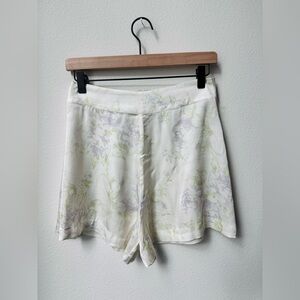 L'ACADEMIE Laramie Floral Satin High Waisted Mini Short Ivory Size S Revolve